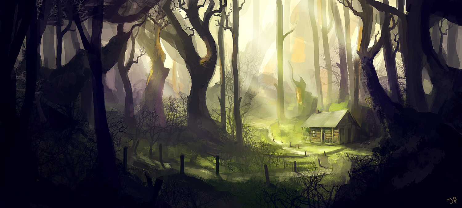 concept image of a cabin in the woods