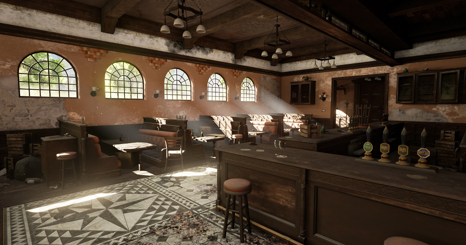 screenshot of the pub seating area